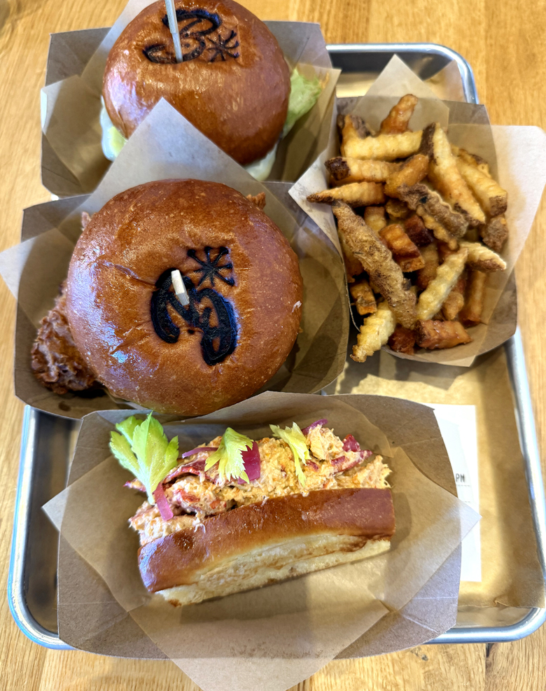 Burgers and Half Bottles burger and fries